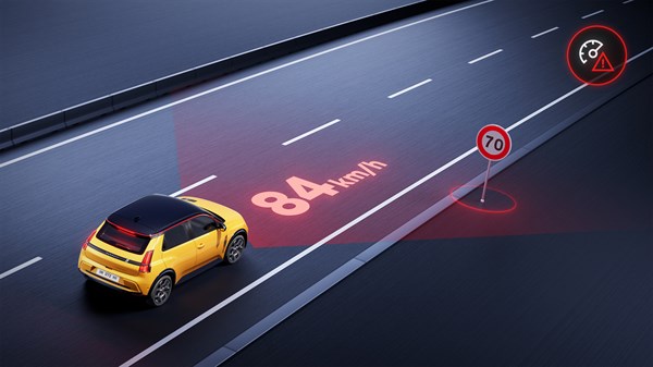 traffic sign recognition with speed alert - Renault 5 E-Tech electric