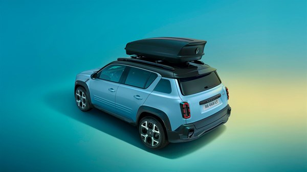 Renault roof box on transverse roof bars - Renault 4 E-Tech electric